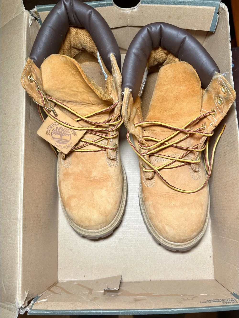 Timberland Wheat Suede Work Boots with Dark Brown Collar